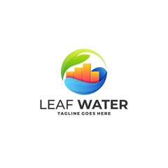 Leaf with Water Designs Concept illustration Vector Template.