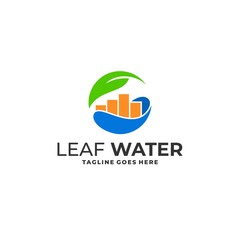 Leaf with Water Designs Concept illustration Vector Template.