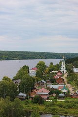 Scenic russian landscape old small town Plyos included in golden ring of Russia