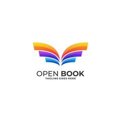 The book is open full color with Wings design, turning pages. book design vector illustration.