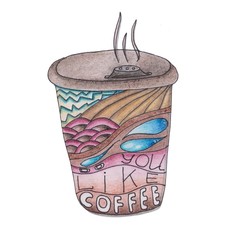 cool illustration of coffee for your print, sticker on a white background.