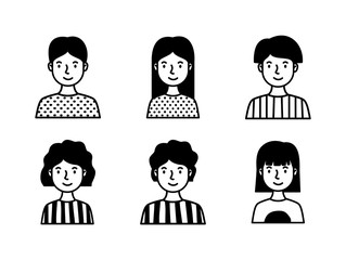 group of people avatars characters line style