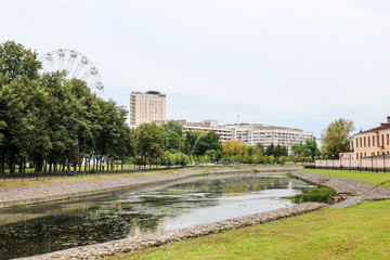 Fototapeta premium View of russian city Ivanovo with ferris wheel