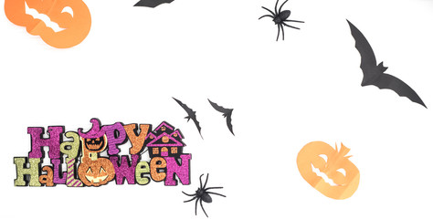 At the end of October, the Halloween festival has arrived. Decorate your bedroom, office, room with bats, spiders, pumpkins on the white walls.