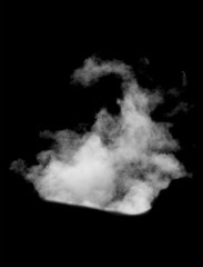 White smoke isolated on black background. White smoke texture