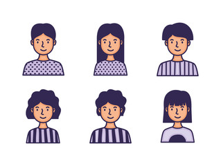 group of people avatars characters fill style