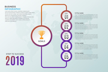 Business data visualization, Infographic element with icons and 5 options, Can be used for process, presentation, diagram, workflow layout, info graph, web design, Vector bussines template.