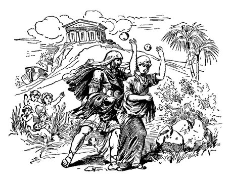 Deucalion and Pyrrha vintage illustration.