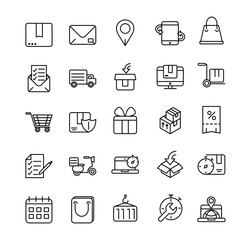 service logistic transport delivery icons thick line