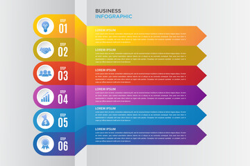infographic template with six step instructions, can use for presentations, workflow layouts, brochures and others