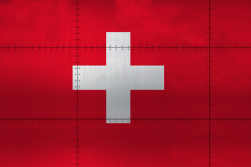 Flag of Switzerland on metal