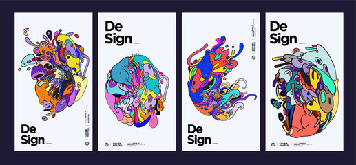 Colorful Abstract Background Pattern Set with Dummy Text for Web Design, Landing Page, Social Media Story, and Print Material.