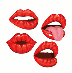 Obraz premium set of sexy woman mouths pop art style