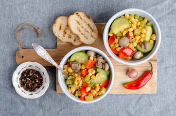 Stewed vegetables in a dish