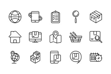 commercial service logistic delivery icons thick line