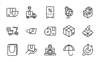 service logistic transport delivery icons thick line