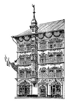 black and white building facade drawing clip art preview