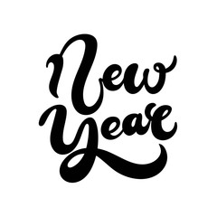 New Year. Hand drawn lettering. Best for Christmas / New Year greeting cards, invitation templates, posters, banners. Vector illustration