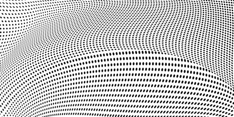 Abstract texture of halftone. Monochrome background of black dots on white background. Pattern to print from waves of dots