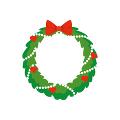wreath christmas with decoration isolated icon vector illustration design