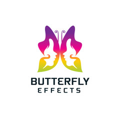 Abstract Butterfly Effects Vibrant Logo with two face inside