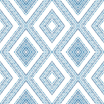 Cloud Stripes Traditional Seamless Pattern. Indigo Triangles Uzbek Vector Design. Stripes Geometrical Pattern. Mexican Ikat Textile Vector Pattern. Shibori.