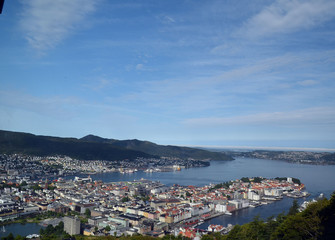 Naklejka na ściany i meble Bergen aerial panoramic view. Norway