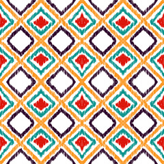 Purple Shibori Repeat Seamless Pattern. Pink Ikat American Watercolor Motif. Ikat Vector Texture. Damask Tie Dye Tribal Vector Pattern. Stripes.
