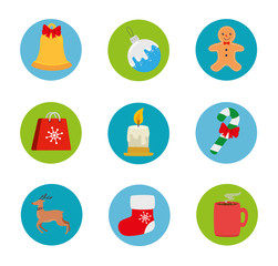 set of icons merry christmas vector illustration design