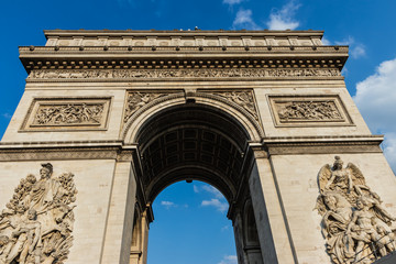Fototapeta na wymiar A north facade of the Arc de Triomphe de l'Étoile, Paris