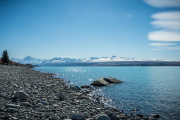 Scenic view of Lake Pukaki, South Island, New Zealand