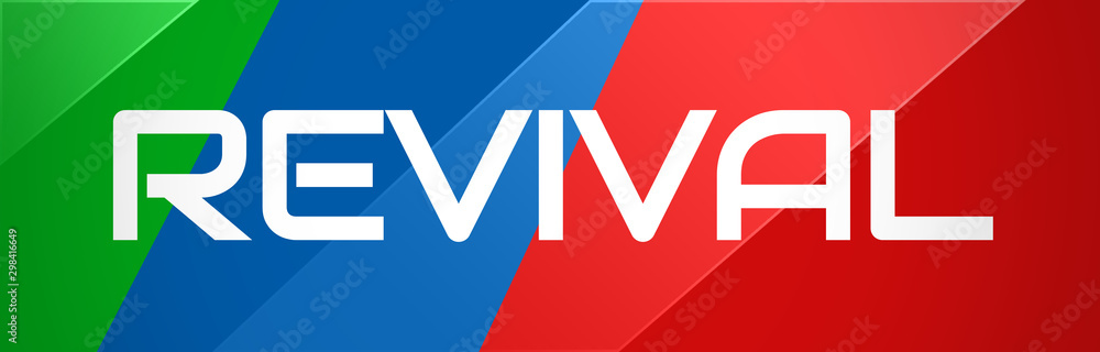 Canvas Prints revival - clear white text typography on colourful shining background