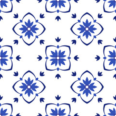Azulejos portuguese traditional ornamental tile