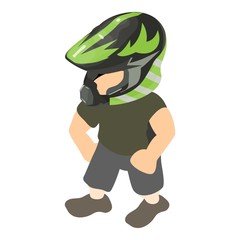 Motorcyclist icon. Isometric illustration of motorcyclist vector icon for web