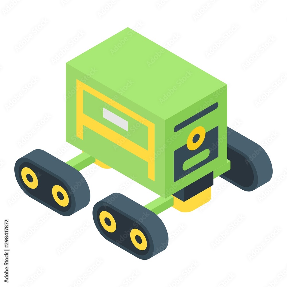 Poster autonomous farm robot icon. isometric of autonomous farm robot vector icon for web design isolated o