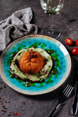 Chicken cutlets in breadcrumbs. Ukrainian cuisine. Selective focus