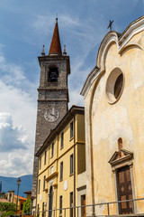 Fototapeta premium Church in the historic centre of Varenna town on Como lake, Italy