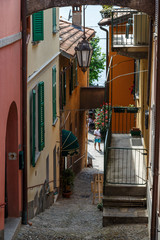 VARENNA / ITALY - JULY 2015: Narrow street of Varenna town on Como lake, Italy