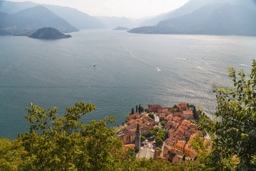 Fototapeta na wymiar View to Varenna town on Como lake, Italy