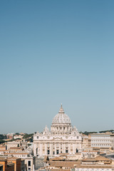 Fototapeta na wymiar Panoramas and sights of Rome. The Vatican, St. Peter's Basilica at dawn.