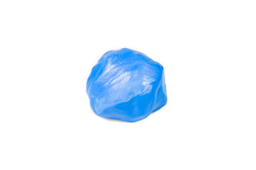 Blue plasticine isolated on white background.