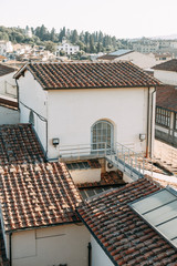 Panorama and sights on top view. Morning and dawn in Florence.