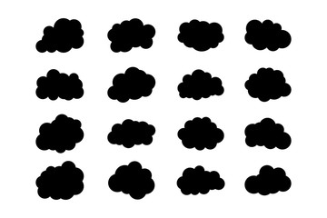Black clouds on white background isolated. Cloud Icon, Cloud Icon Vector. Cloud Icon Flat. Cloud Icon Sign.