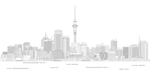 Auckland cityscape line art style detailed vector illustration