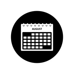 August Calendar Icon. Rounded button style vector EPS.