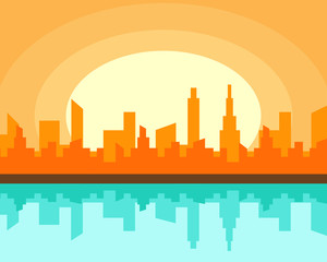 Cityscape in flat style for your design.