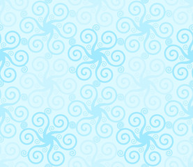 Mosaic from blue snowflakes. Frosted glass. Wrapping paper. Seamless pattern.