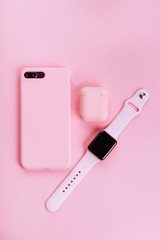 Up to date technology.Top view of diverse personal accessory