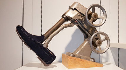vintage shoe stretching in stretcher shoes machine