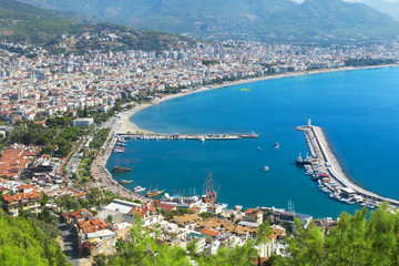 Alanya, Turkey view at Alanya city and pier